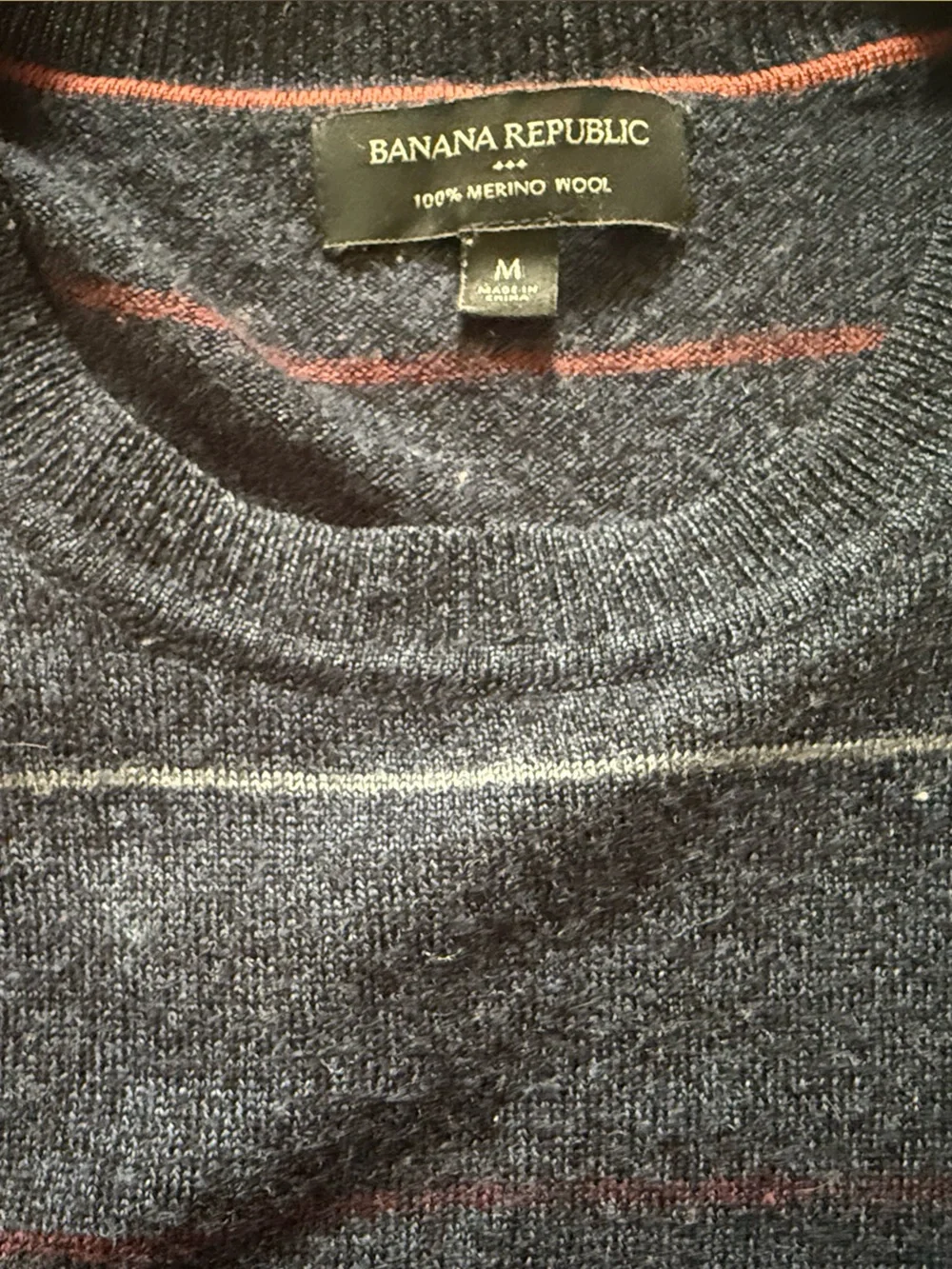 Banana Repulic Navy Merino Wool Classic Crewneck Sweater